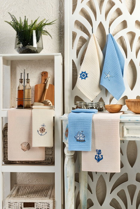 Mijölnir Juego de 6 Paños de Cocina de Algodón 100% Bordados - 40x60 cm, Suaves y Absorbentes para una Cocina Elegante y Funcional
